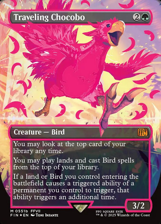 Traveling Chocobo (Borderless) (Neon Ink Pink) 